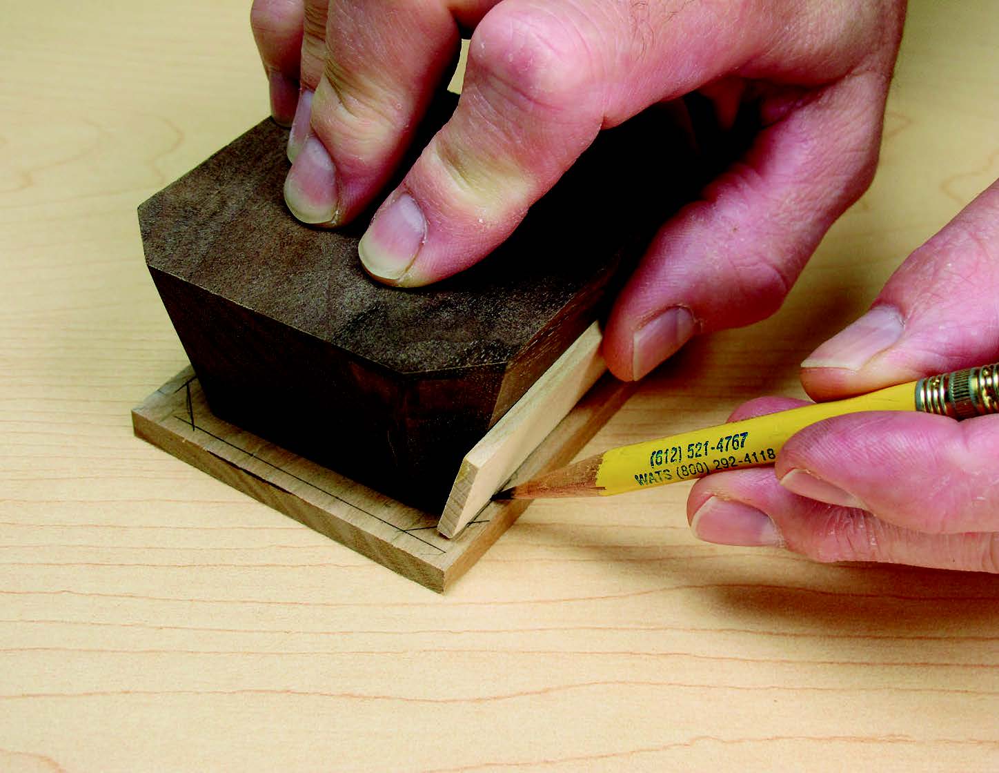 Enlarge and trace the shape of the base to the lid. Use a 1/8”-thick spacer to define the desired overhang and shape of the lid.