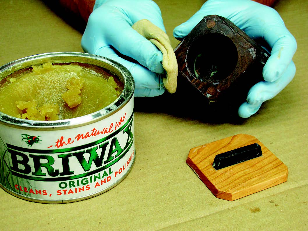 Apply your favorite finish. The author prefers wax for this project: It’s super fast, and it looks great. He uses Scotch-Brite™ pads to buff the dried wax so it’s smooth and even.