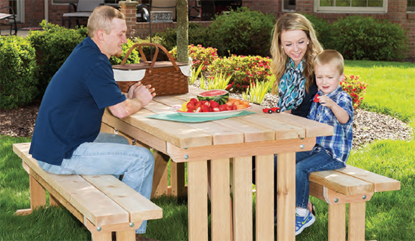 Picnic table with two benches